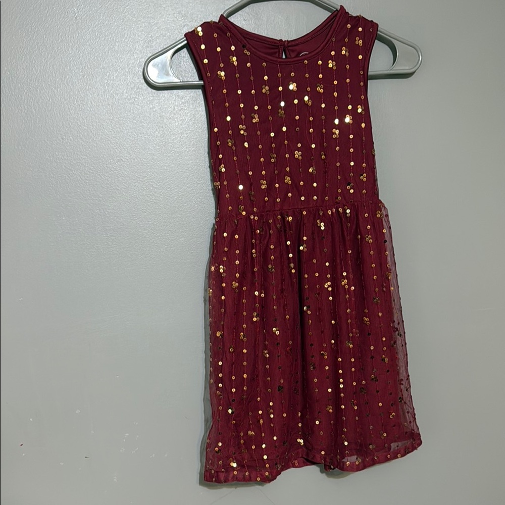 Wonder Nation Maroon Dress with Gold Accents
